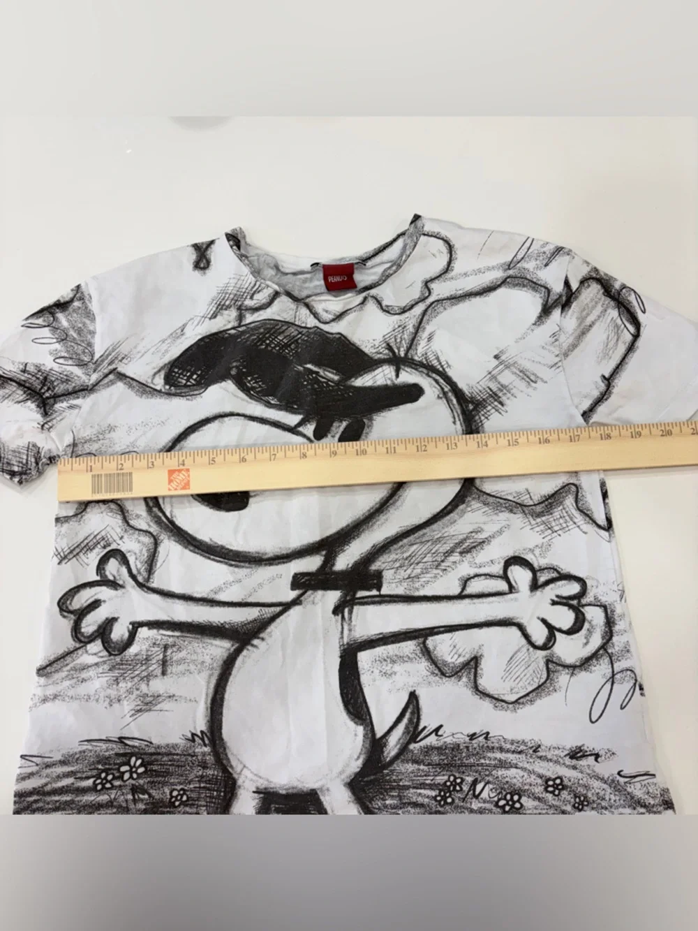Zara White Tee with Black Snoopy Sketch - Picture 8 of 8